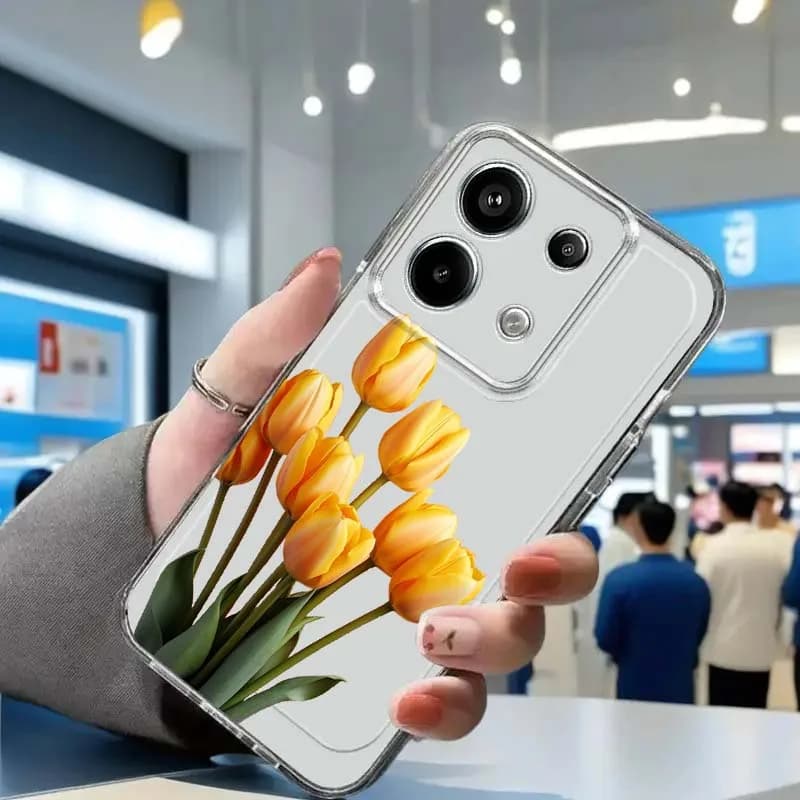Custodia per telefono con illustrazione artistica a tulipano per Xiaomi Redmi Note 15 14 13 12 11E 9 9T 8 8T Pro Plus Turbo 5G, alla moda, in TPU trasparente
