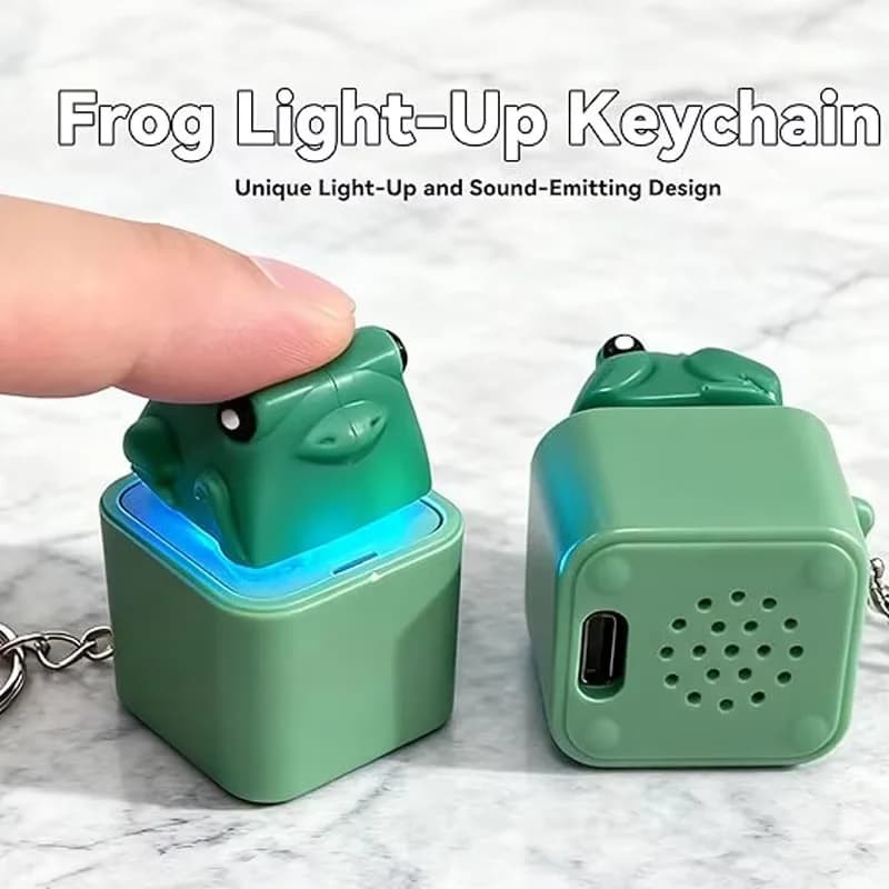 Portachiavi Ricaricabile a Forma di Rana che Urla, Giocattolo Antistress con Tastiera e Suono, con Luce LED per Bambini
