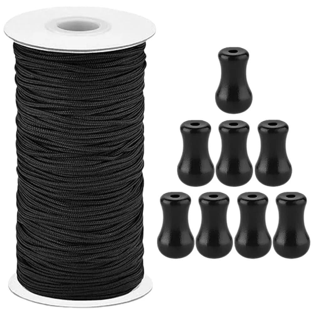 1Set Premium Blind Cord Knobs with Extra Long Cord Rope for Blinds Curtains Ceiling Fans Lamp Pulls Repair Decor Blind
