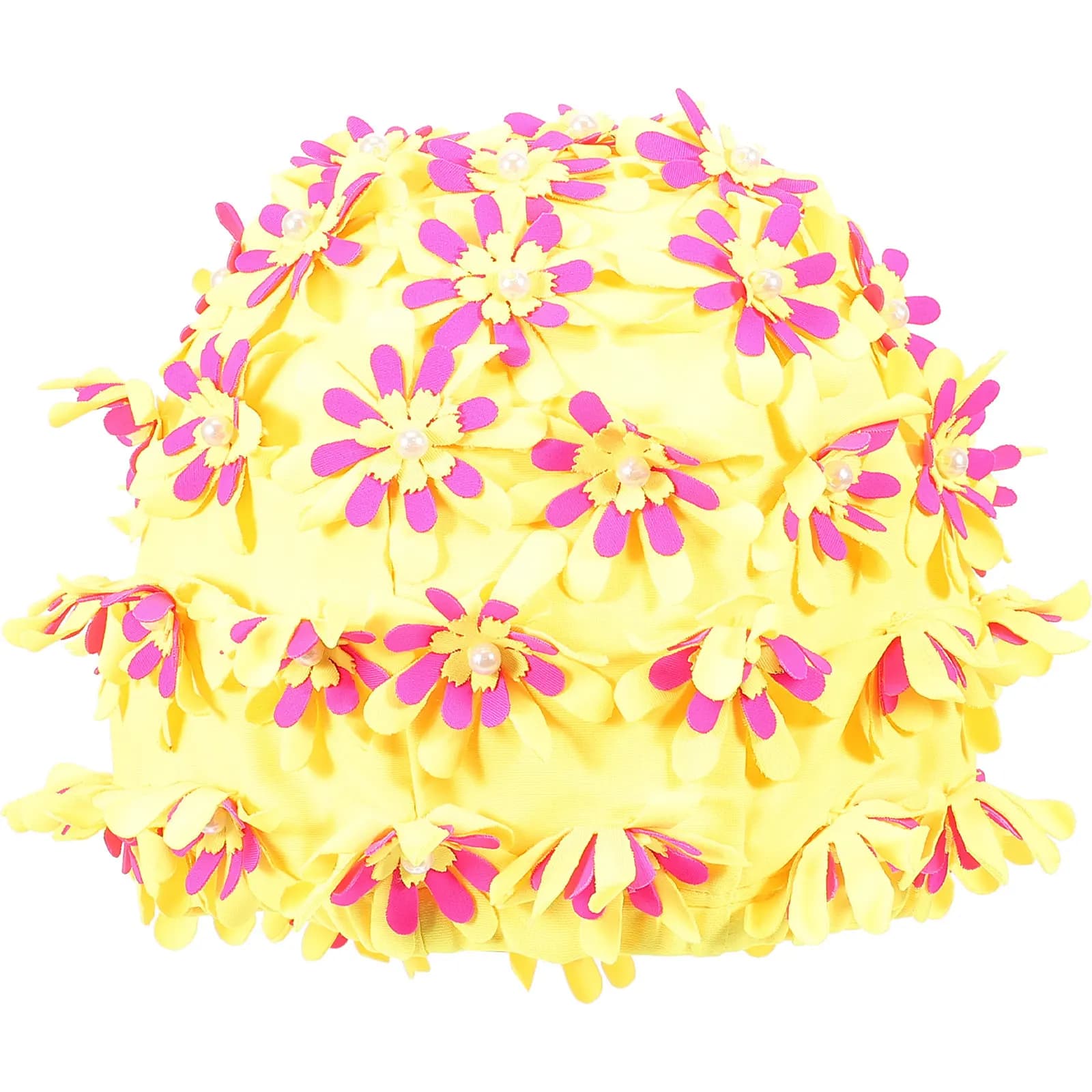Floral Swimming Head for Woman and Man in Elastic Brocade Fabric, Long Hair Protection, Comfortable for Shower and Bath