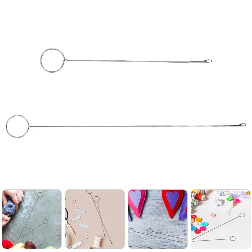 2 Pezzi Strumento per Infilare Cordoncini in Metallo con Ago a Uncinetto e Ago Bloccante per Tessuti, Cinture, Tubi, Cucito, Fai da Te, Ricamo
