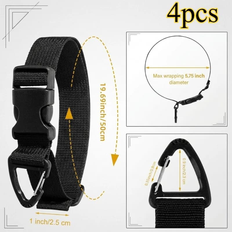 4 PCS Adjustable Garden Hose Straps, Heavy-Duty Extension Cord Organizer Hanging Straps for Garage Workshop Reusable Cable Ties