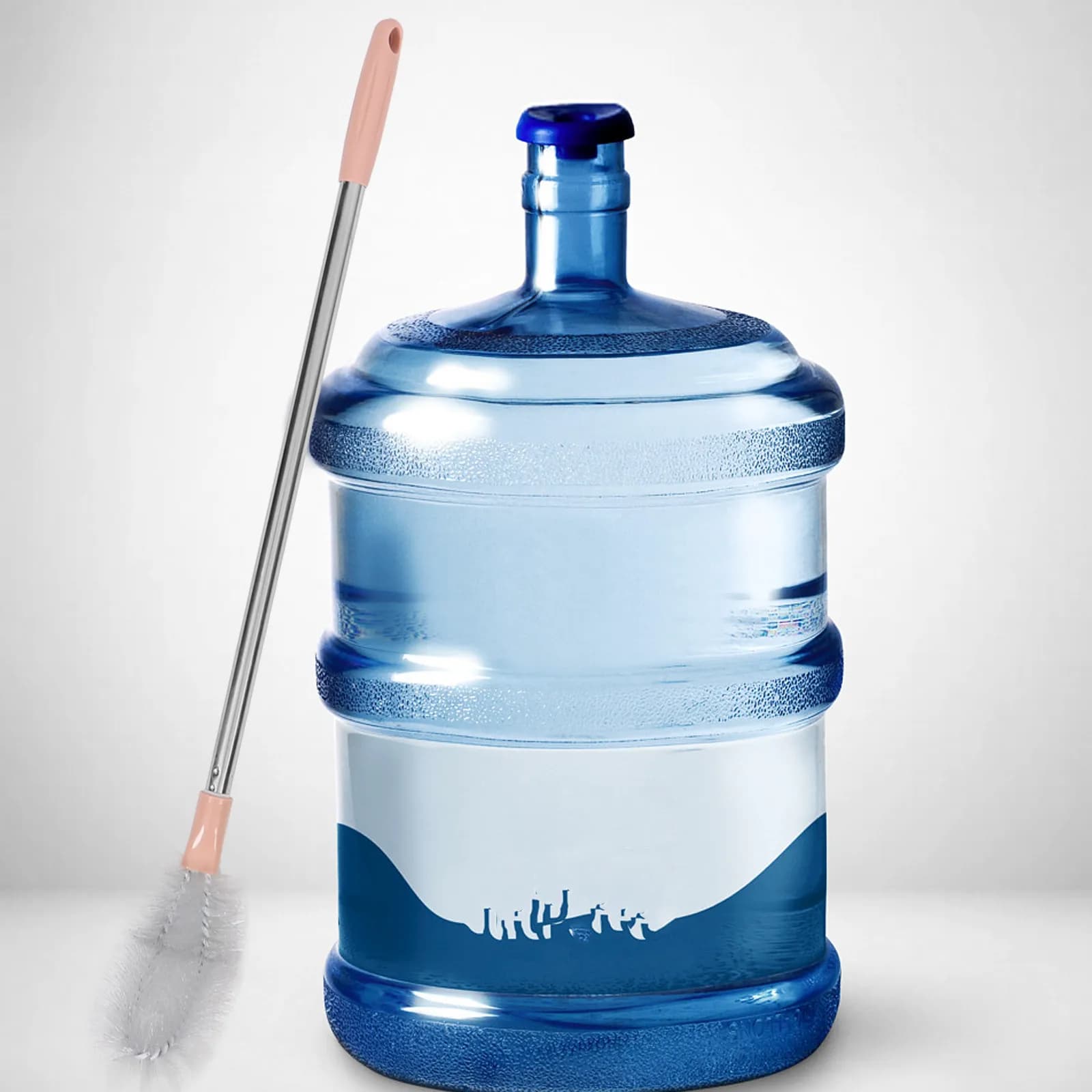 Set of 2 Long Brushes for Bottles, for Water Containers from Gallon, Buckets and Bottles, Deep Cleaning with Handle Comfortable