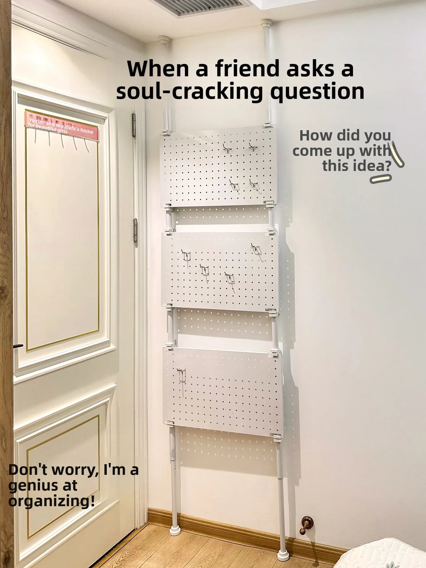 Ultra-thin object rack for door, without drilling, from floor to ceiling, tight coat hangers for clothes