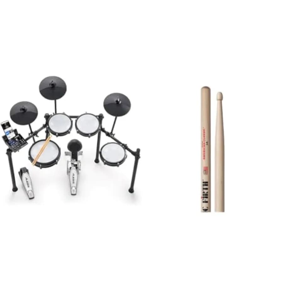 Alesis Nitro Max Kit Batteria Elettronica con Pad in Rete Silenziosi, 10 Pad a Doppia Zona, Bluetooth, 440+ Suoni, Drumeo USB MIDI, Pedale Kick