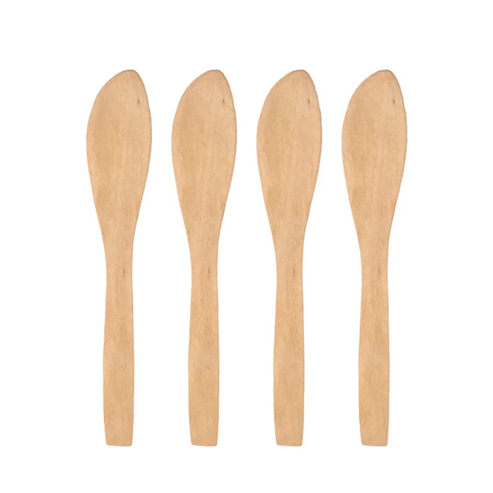 Set di 4 Coltelli a Forma di Loto in Legno Naturale, Spatole per Pane e Burro in Stile Giapponese, Utensili da Cucina per Uso Domestico