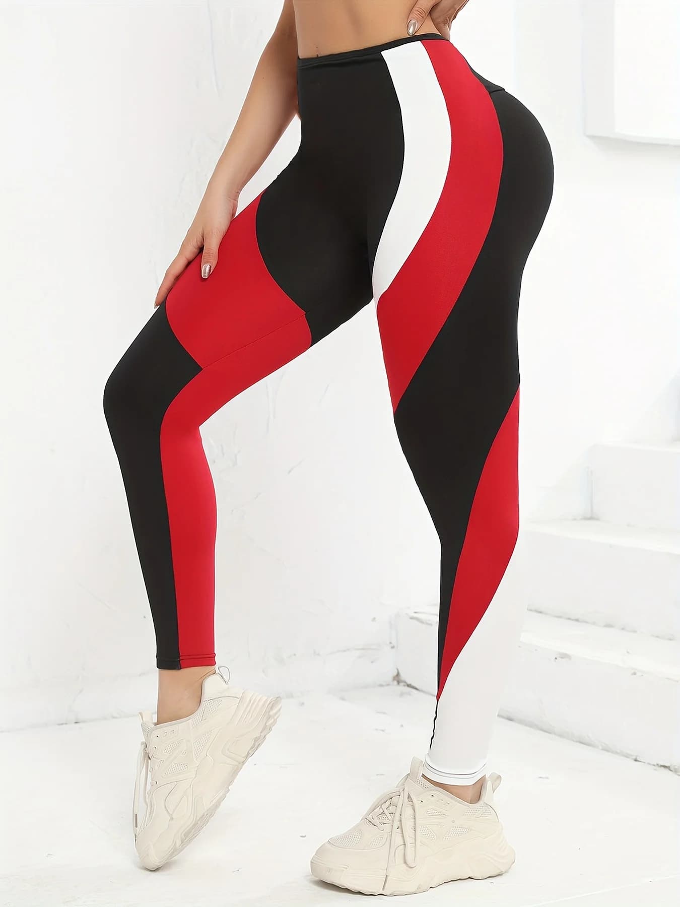 Leggings da yoga da donna a vita alta colorblocked Tummy Tuck Leggings fitness da donna