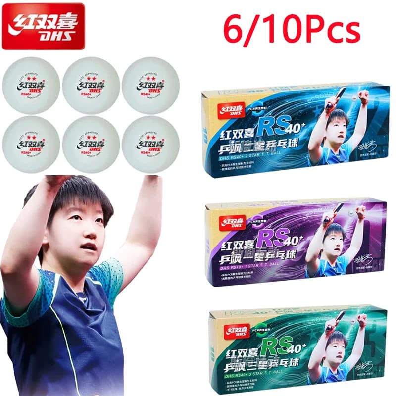 2025 Nuove palline da ping pong originali DHS 6 /10 pezzi Nuovo materiale RS40 + palla da ping pong 2025WTT Competizione 1/2/3 Stelle Palline da tennis