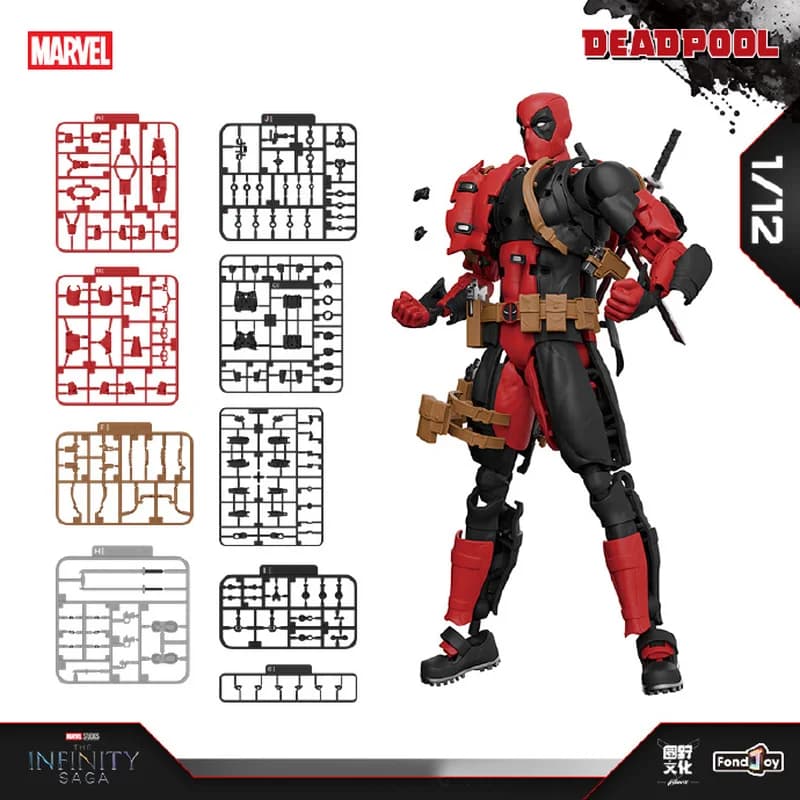 Fondjoy 1/12 Versione Comic Deadpool Kit Modello Action Figure Articolata da Assemblare, Ornamento da Scrivania, Giocattolo di Tendenza, Regalo da Collezione