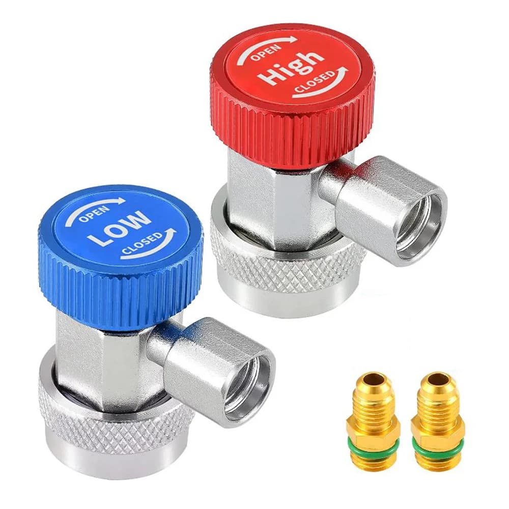Adattatori per climatizzatore auto R134A, 2 set, attacco rapido H/L, connettore per collettore, strumento di rimozione, accessori per aria condizionata