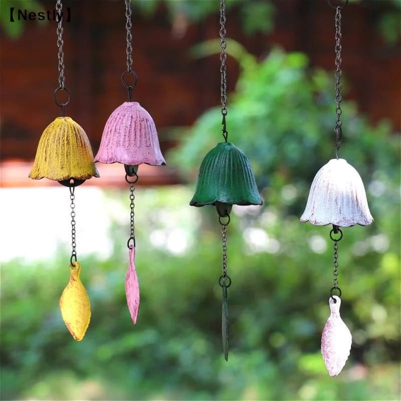 Creative Cast Iron Wind Chime Hanging Decoration Metal Retro Hanging Leaf Bell Balcony Outdoor Garden Hanging Decoration〔Nest〕