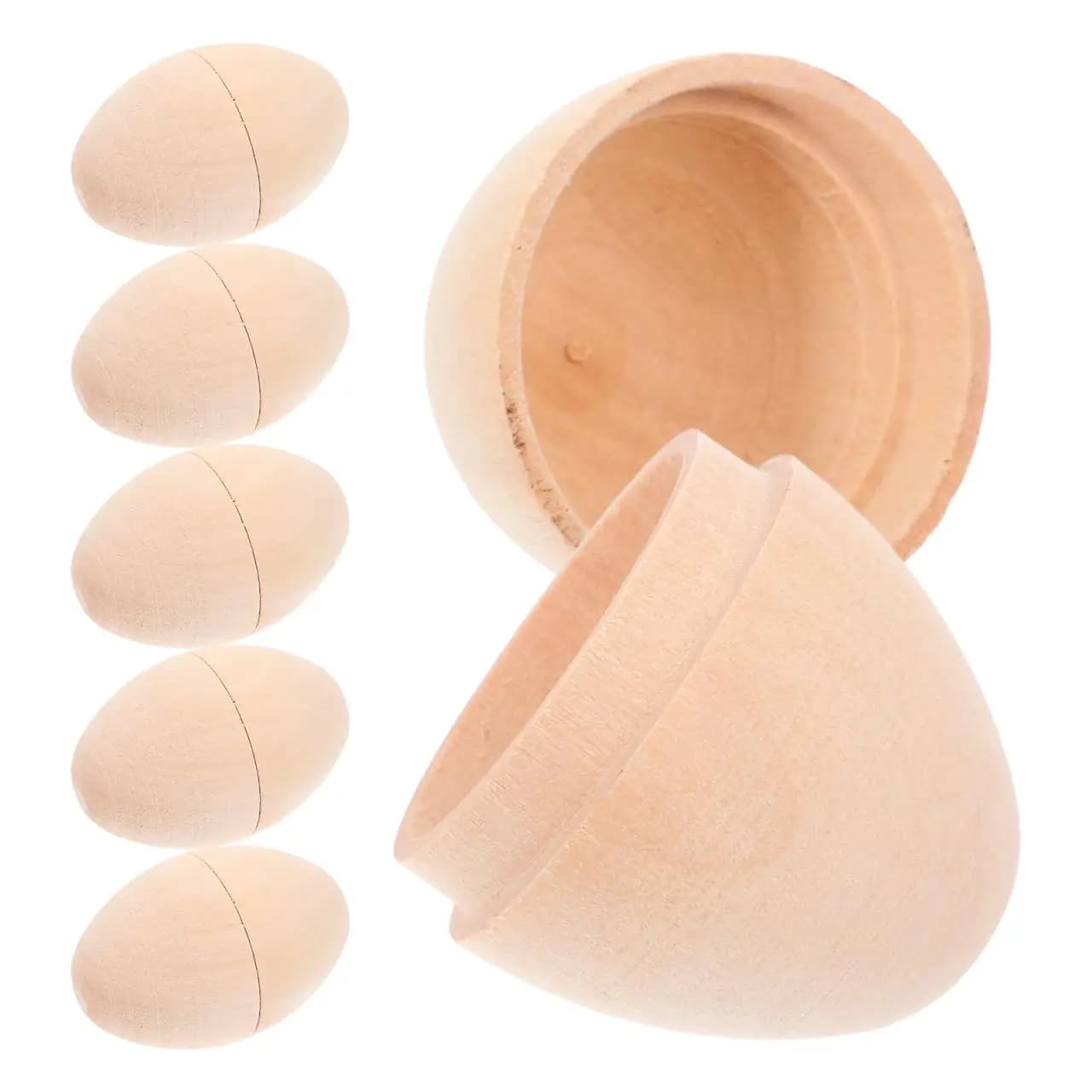 1/6pcs Wooden Hollow Eggs Easter DIY Crafts Unfinished Wood Eggs Diffused Wood Aromatherapy Container Solid Perfume Container