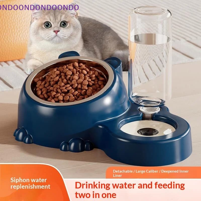 Ciotola 2 in 1 per animali domestici con distributore automatico d'acqua, ciotola rialzata e inclinata per cani e gatti, per cibo umido e secco, ciotola anti-svuotamento per la cura degli animali domestici a casa