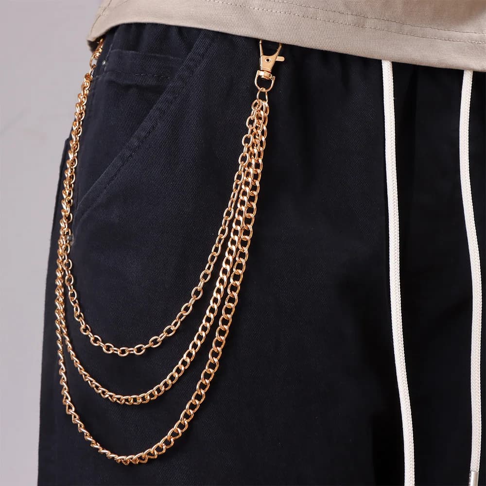 Catena Multistrato Hip-Hop per Pantaloni, Accessorio Trendy Minimalista e Versatile per Jeans, Accessori Moda alla Moda