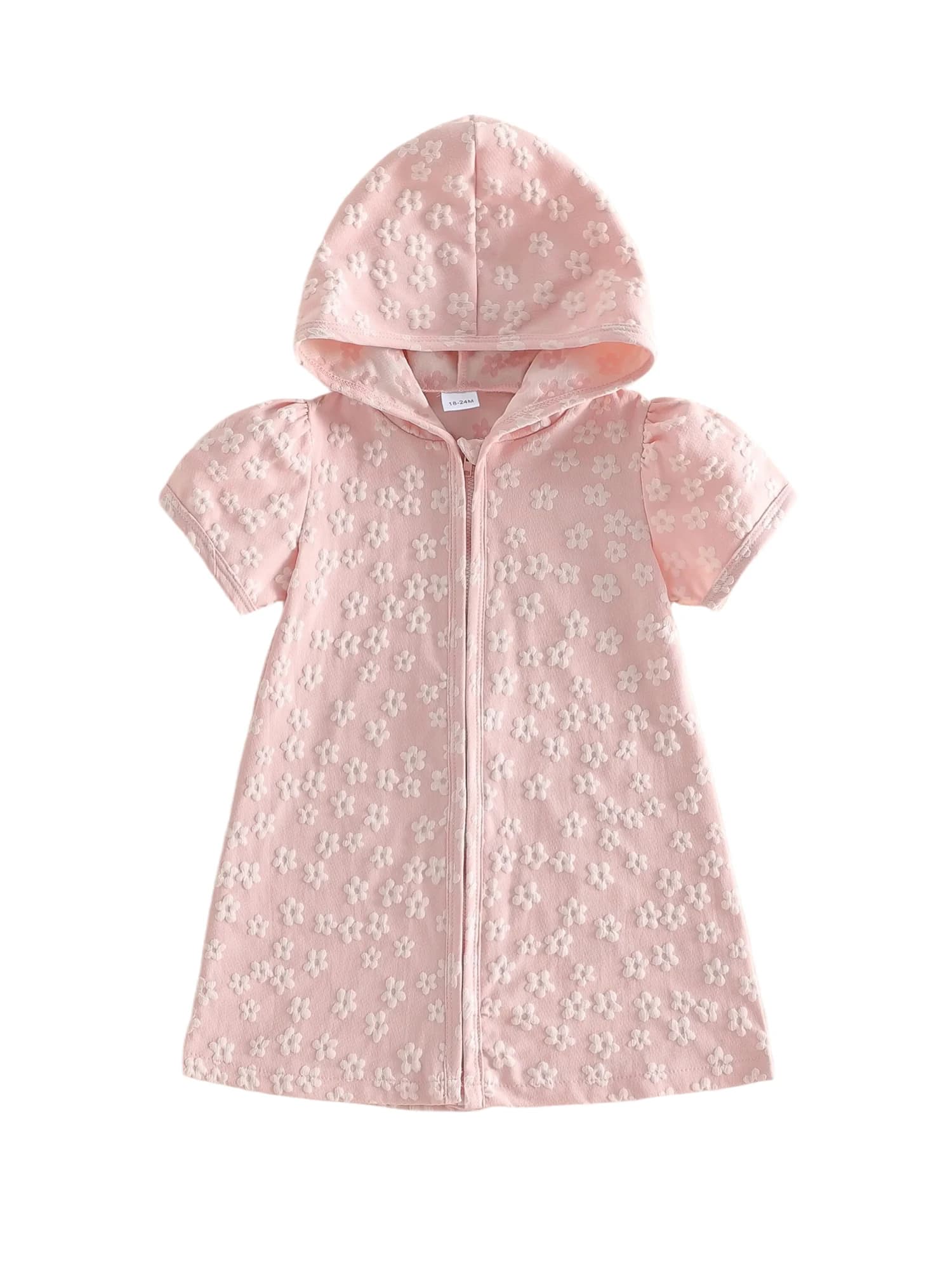Copricostumi da Spiaggia per Ragazze con Stampa Floreale, Maniche Corte, Design con Cappuccio, Chiusura con Zip Frontale e Stile Accappatoio per l'Estate