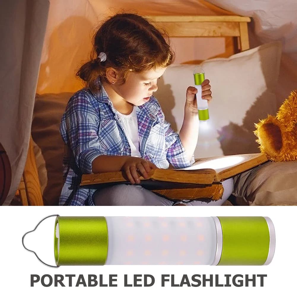 Telescopic LED Flashlight Rechargeable USB and Battery, Camping Portable Lantern for Hiking