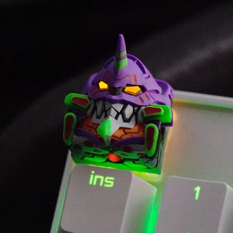 Keycap Anime Neon Genesis Evangelion Transparent Eva-01 Eva-02 in Resin for Mechanical Keyboard, Toys and Gifts