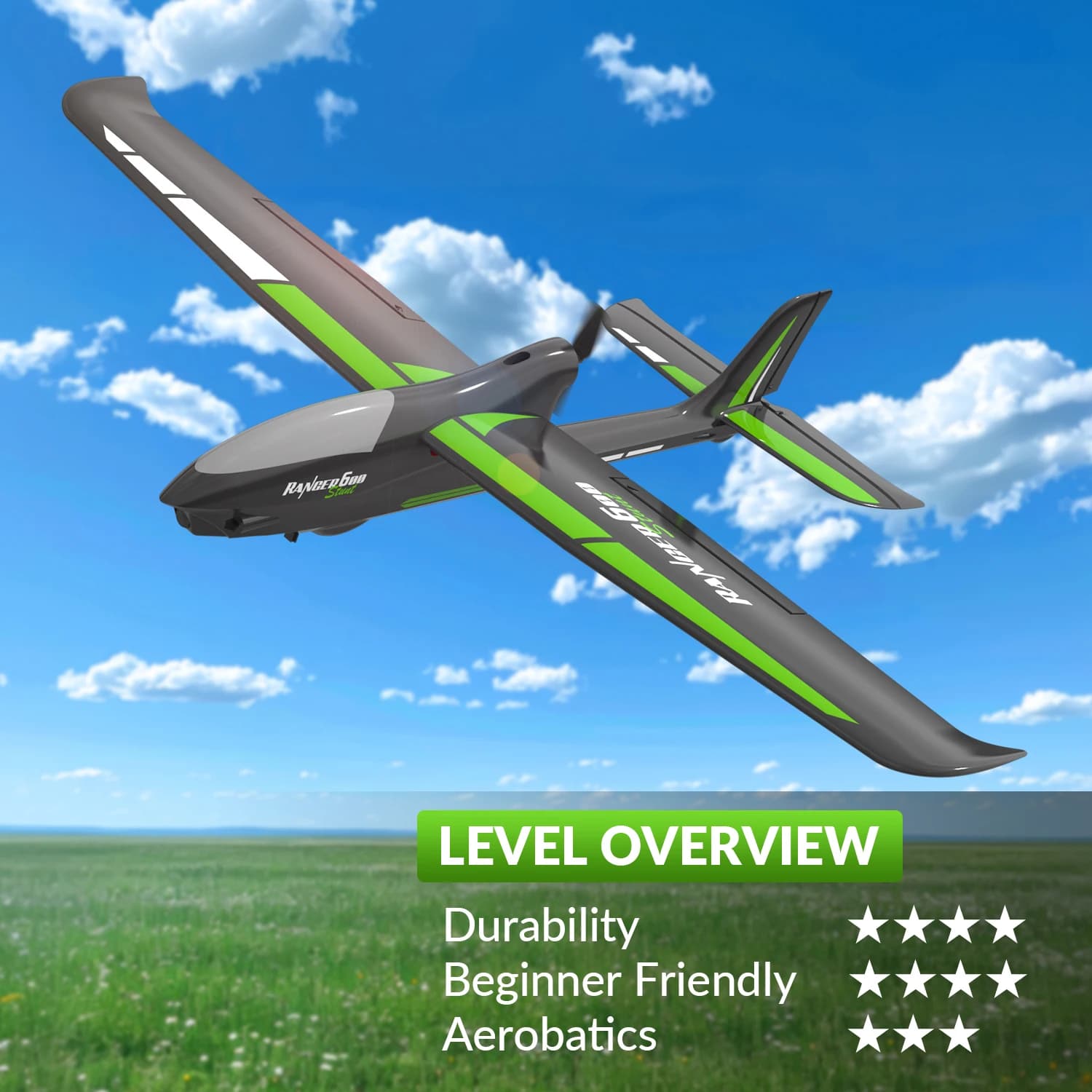 Volantexrc Ranger600 RC Aircraft 2.4GHz 4CH 600MM Fixed Wing RC Plane con stabilizzatore giroscopico a 6 assi One Key aerobic RTF Fighter