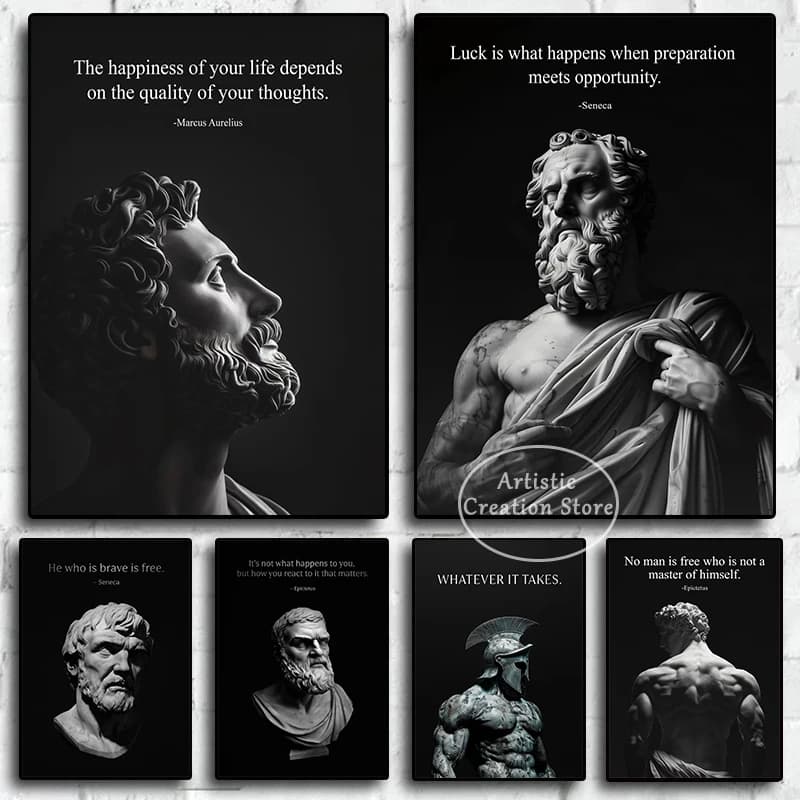 Acient Greek Sculpture Stoic Philosophy Wisdom Marcus Aurelius Quotes Poster Canvas Painting Wall Art Pictures Home Decor Gift