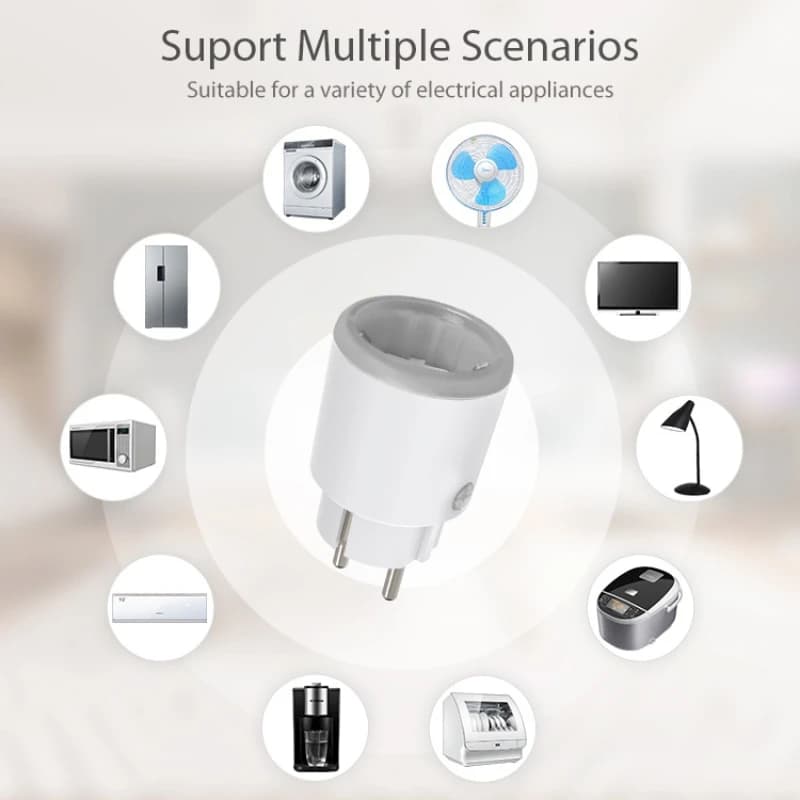 Smart WiFi EU 16A Tuya with Consumption Monitoring, Remote Control via SmartLife App, Compatible with Alexa, Google, Yandex Alice
