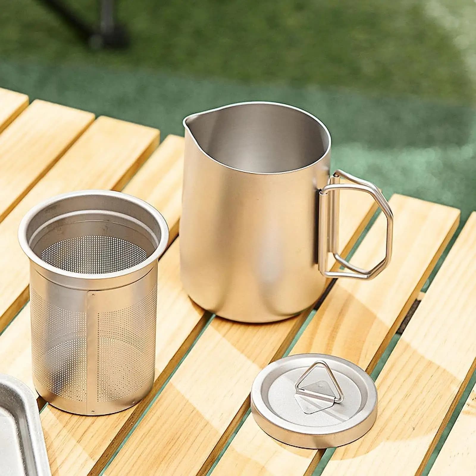 Titanium Teapot Lightweight Travel Tea Set Portable Tea Bowl Chinese Tea Tool for Camping Picnic Hiking