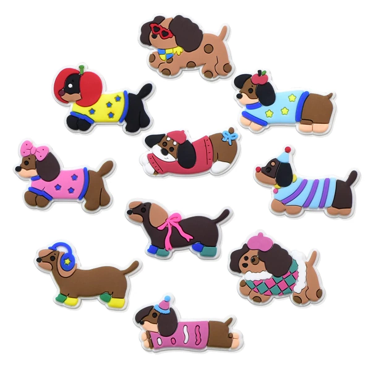 Popular Pastel Cartoon Dachshund PVC Shoe Charms Fashion Easy Install Removable DIY Decor Ornaments For Clogs Best Holiday Gift