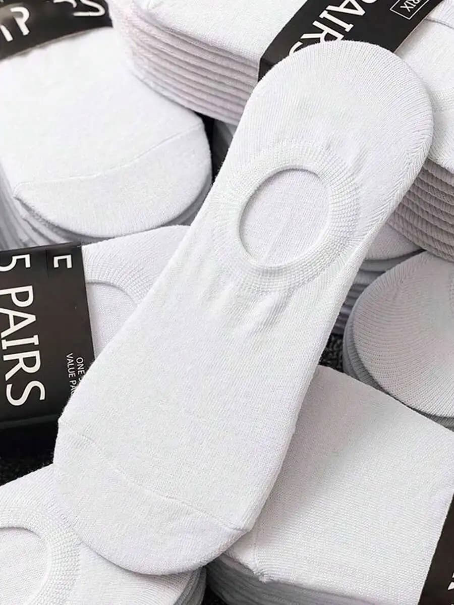 Unisex Solid White Ankle Socks Breathable Non-Slip Hidden Loafer Socks One Size Fits 35-43