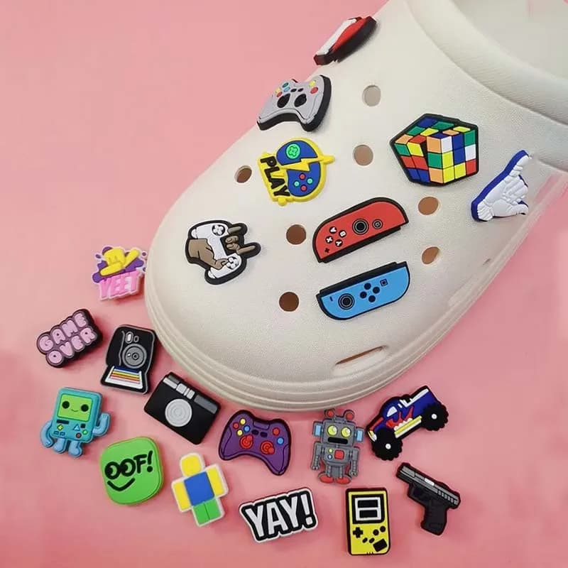 21pcs Cartoon Game Series Shoe Charms Set For Clogs Bogg Bag Bubble Slides Sandals, PVC Shoe Decorations Beach Bag Accessories
