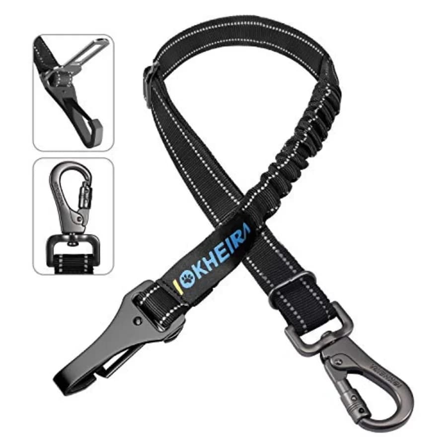 Dog Seat Belt 3-in-1 Car Harness for Dogs Adjustable Safety Seatbelt for Car Nylon Reflective Bungee Fabric Dog Car Harness wit
