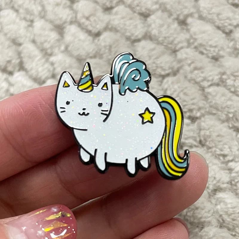 Glitter Caticorn Unicorn Kitty Cat Unikitty Unicat Magic Animal Badge Enamel Pins Backpack Collar Lapel Pin Hat Jewelry