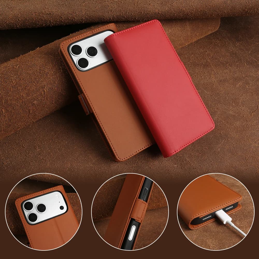 Leather Flip Case For iphone 17 Pro Max Air 17e 16e 14 Plus 11 12 13 Mini 15 16 Pro Max Phone Case Cover Wallet Coque Funda Para
