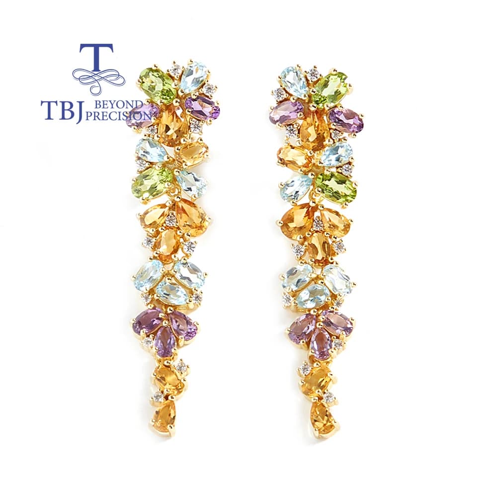 2026, Orecchini lunghi da donna per feste, con peridoto naturale colorato a forma di foglia, design in argento sterling 925, gioielli raffinati per regalo di San Valentino