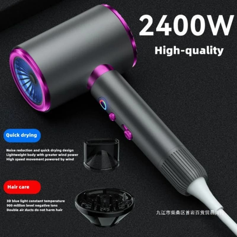 Nuovo Asciugacapelli ad Alta Velocità 2026, 2400W, Alta Potenza, Ioni Negativi Blu, Ultra Silenzioso, per Salone e Casa, Spina US/EU/UK/AU