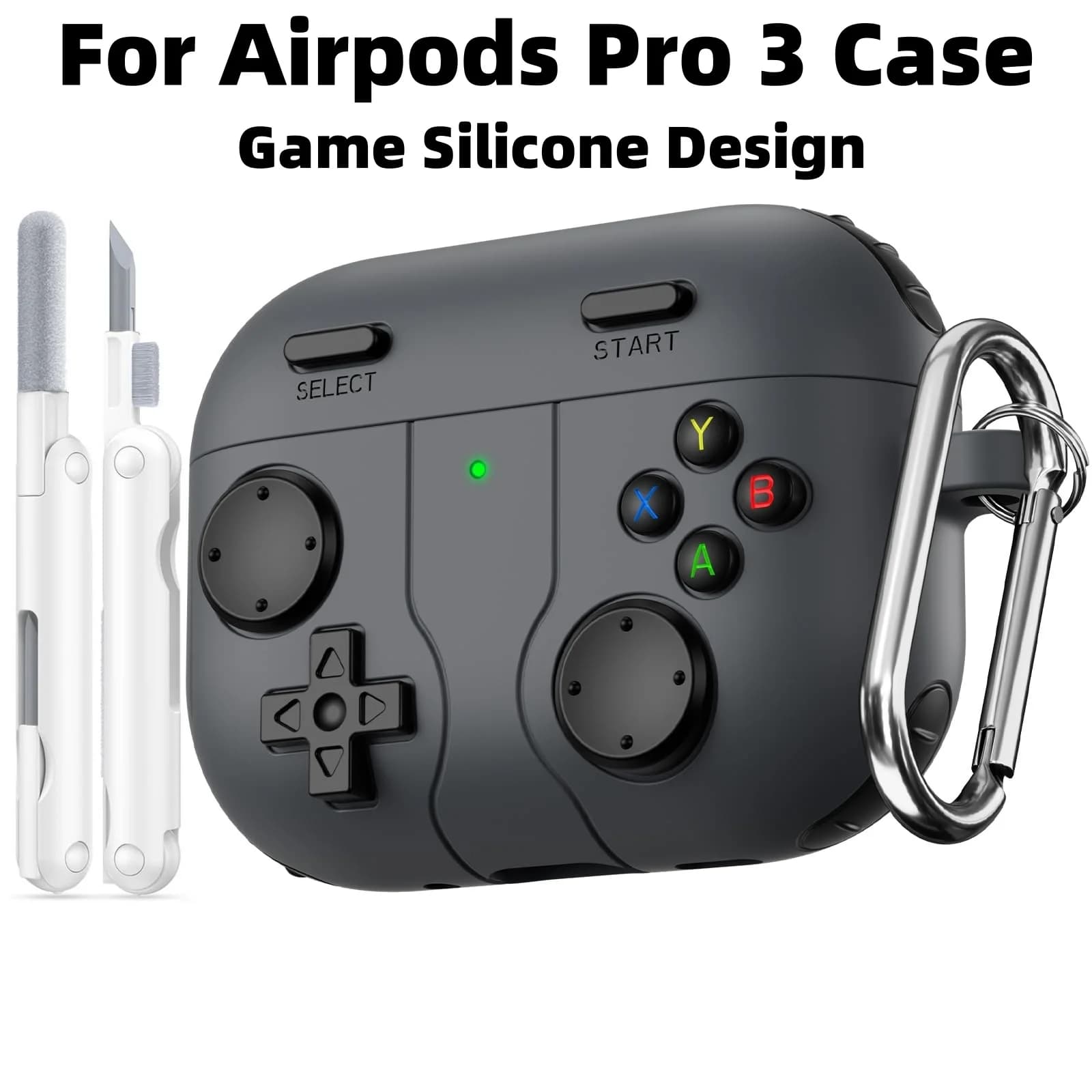 Custodia da gioco per AirPods Pro 3 2025 Custodia protettiva in silicone per AirPods Pro 3 Custodia con kit di pulizia e portachiavi per Airpods Pro 3