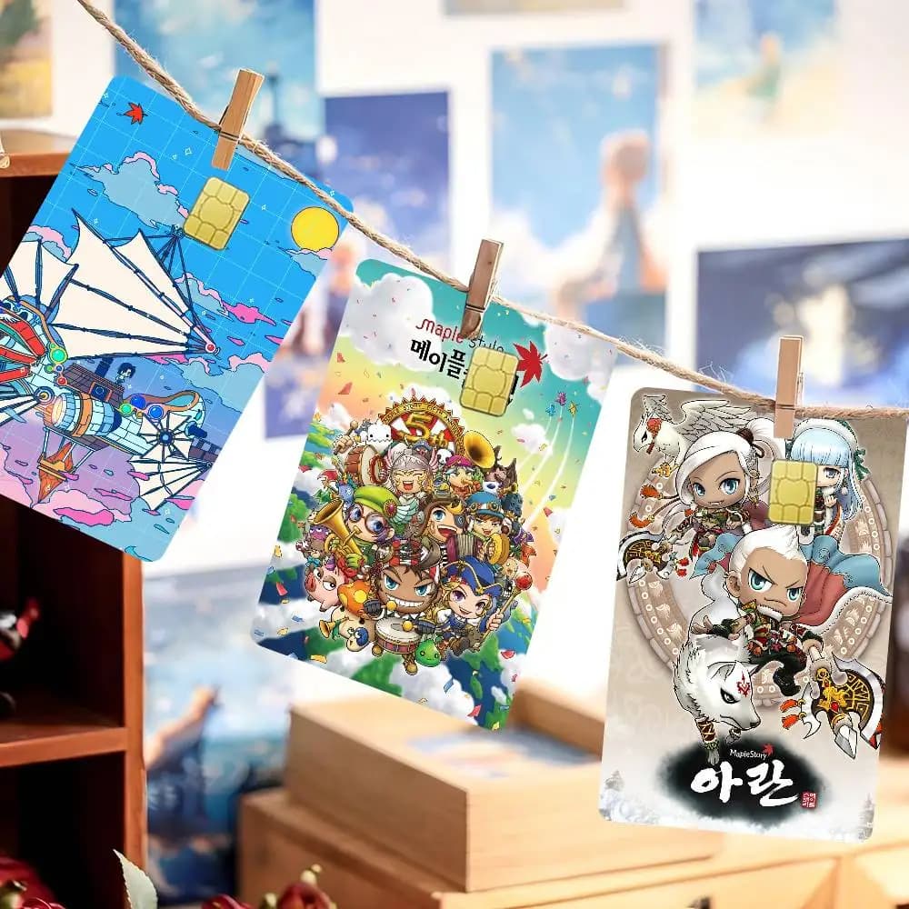 Gioco MapleStory Live Adesivo per carta di debito di credito fai da te Adesivo per feste Decorazione Adesivo per pelle con piccola carta con chip impermeabile