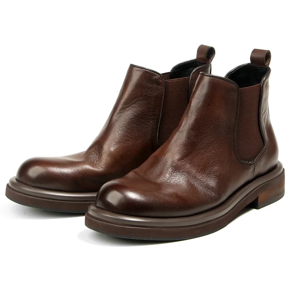Stivaletti Chelsea da uomo Scarpe eleganti alte in vera pelle Scarpe da ginnastica di lusso Autunno Retro Nero Marrone Scarpe da ginnastica firmate vintage