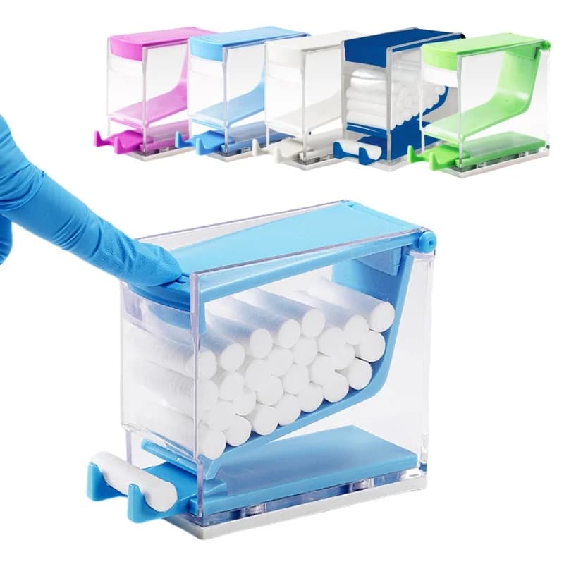 Dispenser a Pressione per Rotoli di Cotone Dentale, Contenitore Colorato per Tamponi, Strumenti per Dentisti