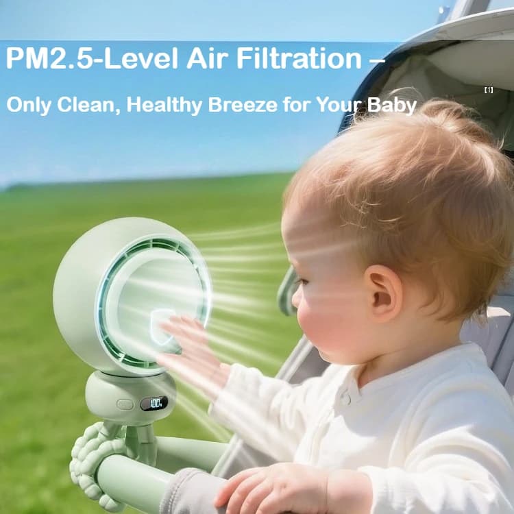 Ventilatore per passeggino Octopus - Ventilatore clip-on per passeggino con oscillazione automatica, soluzione di raffreddamento portatile per neonati