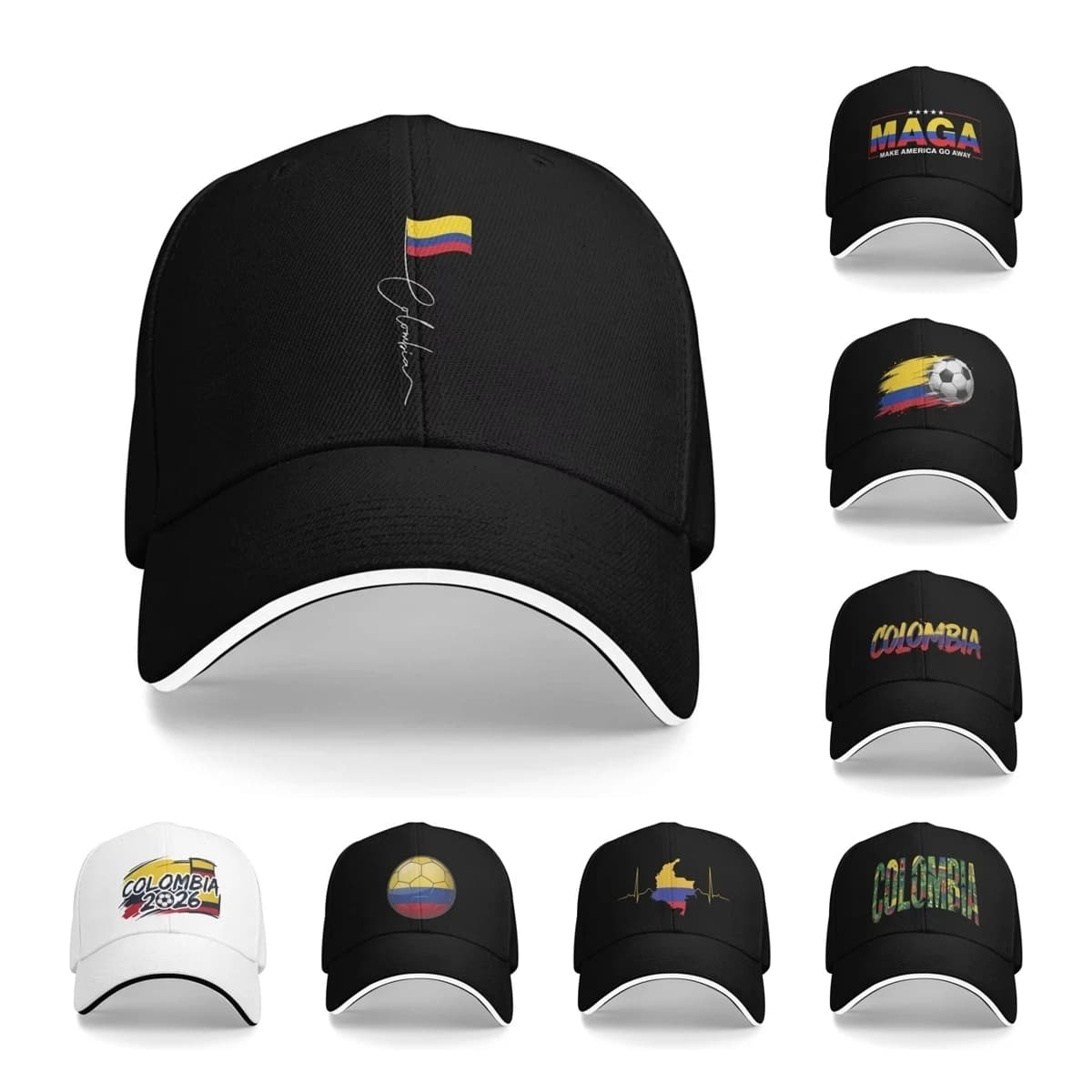 Cappello da sole unisex con bandiera colombiana, berretto da baseball casual con visiera snapback per uomo e donna