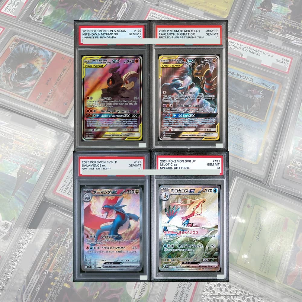 Unbroken Bonds Marshadow & Machamp GX 199/214 DIY Proxy PTCG Graded Collection Card GEM MT10 Card Etichette Olografiche Regalo per Bambini