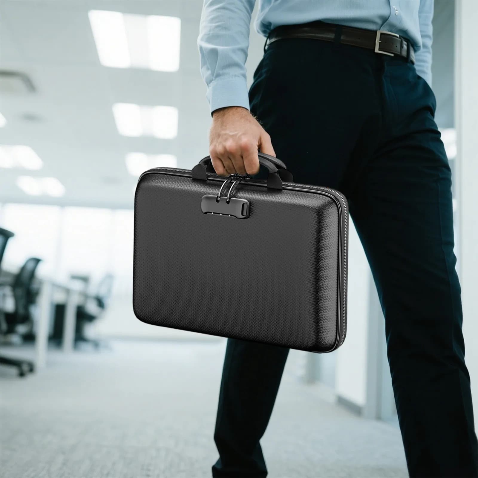 Organizzatore di file con serratura Custodia rigida con guscio Scatola ignifuga con cartella di file per fisarmonica a 13 tasche Uffici portatili Custodia sicura da viaggio