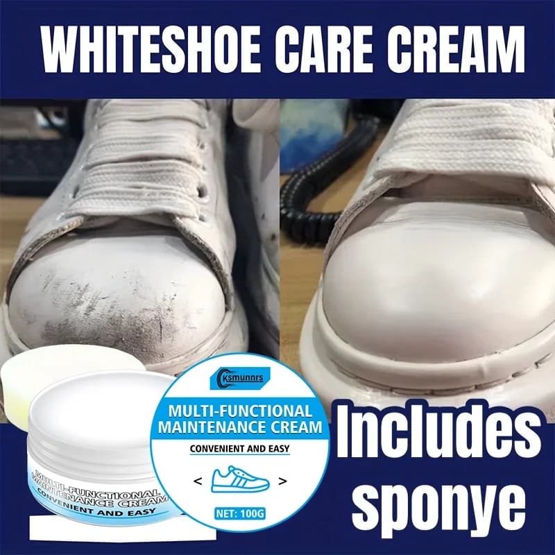 Fasilawei Premium White Shoe Care Cream 100g - Suitable for white sneakers - Gentle formula for stain removal and shoe care.