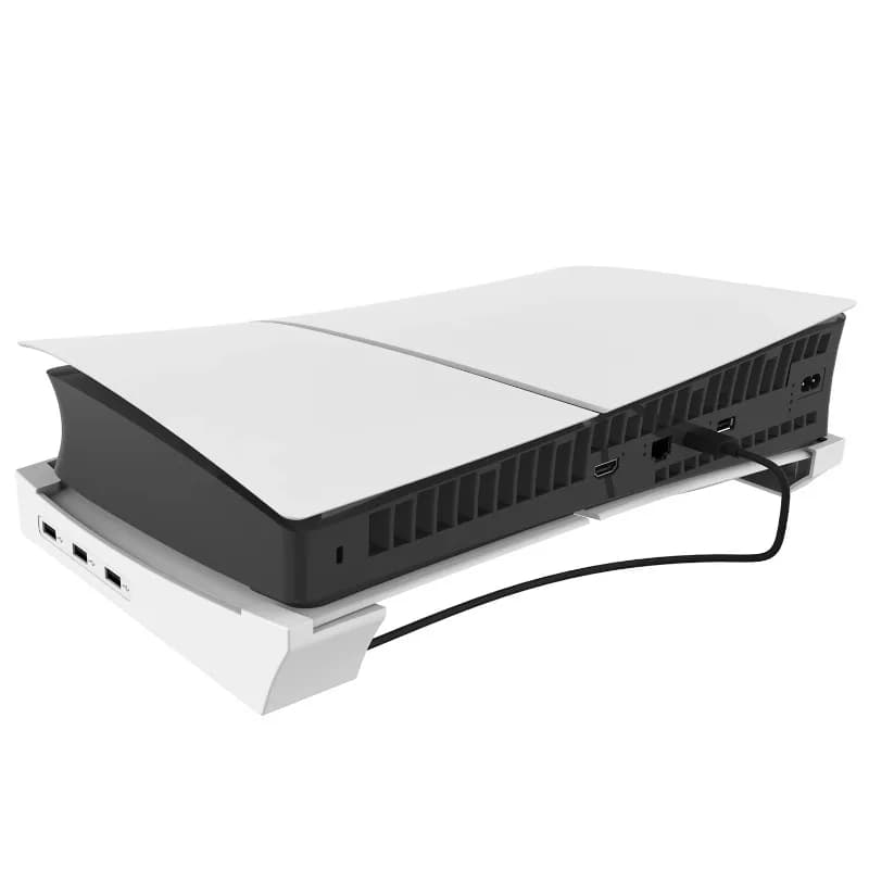 Supporto orizzontale per accessori console PS5 Slim per disco sottile PS5 e digitale con 4 porte di ricarica USB per controller e console