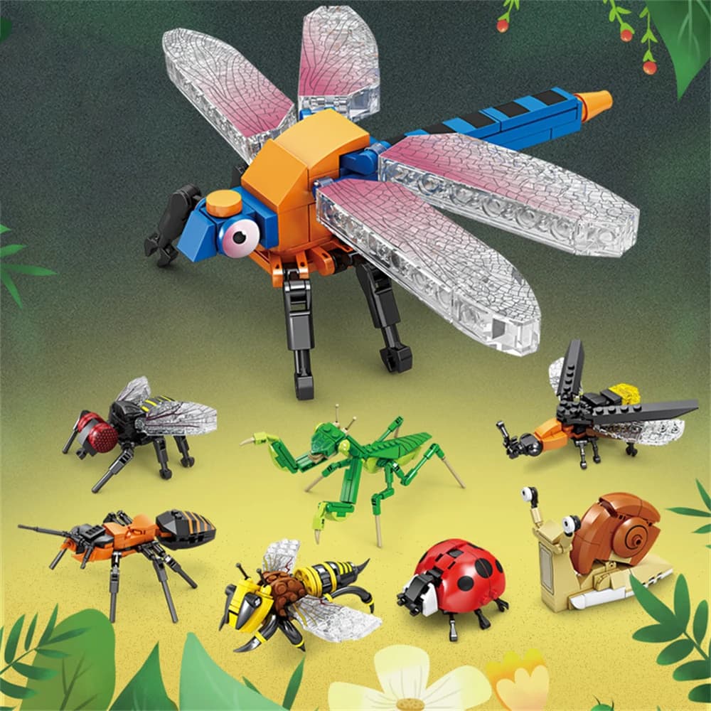 Dragonfl Insects Mini Building Blocks Kit - STEM Educational Ocean Animal Toy for Kids Enhance Creativity & Marine Life Learning