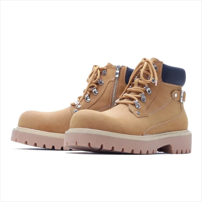 Stivali alti in pelle con cerniera laterale stile britannico Scarpe da uomo Stivaletti occidentali da moto vintage comodi e casual da esterno