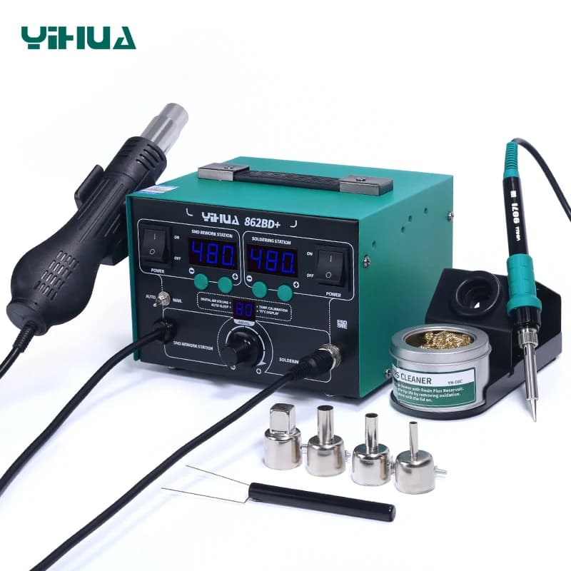 YIHUA 862BD+ Stazione di Saldatura 2 in 1 con Pistola ad Aria Calda per Riparazione di Telefoni Cellulari SMD BGA