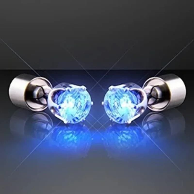 2 pezzi un paio di orecchini a LED corona luminosa diamante luce orecchini a bottone ciondolo perno in acciaio multicolore festa regalo di festa di Natale