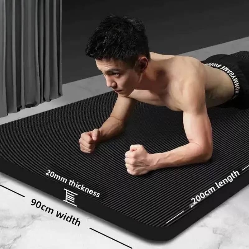 Thickened Fitness Yoga Mat for Men Home Exercise Training Beginner Friendly Anti-Slip Extended Size Polyester Fiber Nbr Material