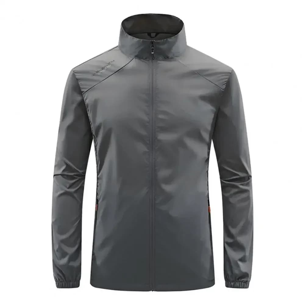 New Running Jacket Ultra Light Men's Summer Casual Zipper Placket Soft Skin Windbreaker Street Motorcycle Fishing Sunscreen Suit