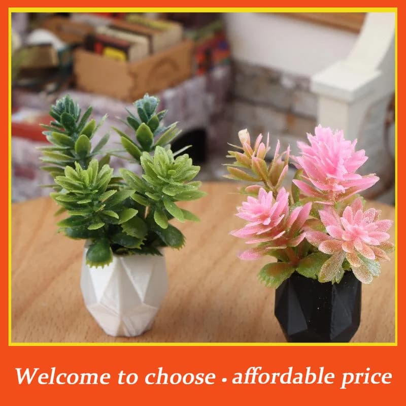 []Miniature Potted Plant Ornament 1:12 Scale Dollhouse Mini Bonsai Model Decoration Toys Micro Scene Landscape Photo Props